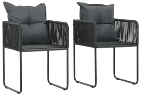Set da pranzo da giardino 3 pz in rattan pvc nero e marrone