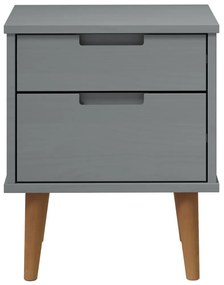 Comodino MOLDE Grigio 40x35x48 cm in Legno Massello di Pino