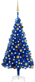 Albero Di Natale Preilluminato Con Palline Blu 120 Cm Pvc /