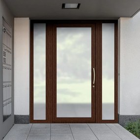 Portoncino d'ingresso Condo10 con vetro L 90 x H 210 cm in PVC noce, apertura spingere a sinistra