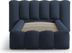 Letto singolo imbottito blu con contenitore con rete inclusa 90x200 cm Lupine – Micadoni