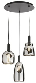 Lampadario Design I-WEIZEN-S3 nero paralume cromo 3x E14 Ø35cm LUCE AMBIENTE DESIGN