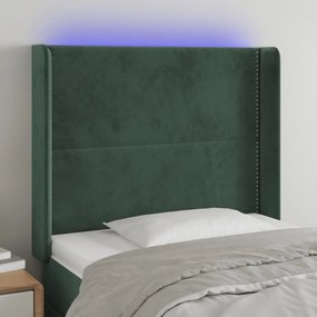 Testiera A Led Verde Scuro 103x16x118/128 Cm İn Velluto /