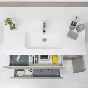 Mobile Bagno Effetto Pietra Beige da 90 cm Sospeso