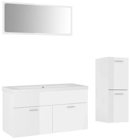 Set mobili da bagno bianco lucido in truciolato