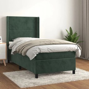 Giroletto A Molle Con Materasso Verde Scuro 80x200 Cm Velluto /