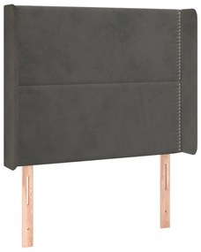 Testiera ad orecchio grigio scuro 93x16x118/128 cm in velluto
