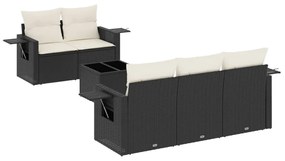 Set divano da giardino 6 pz con cuscini nero in polyrattan