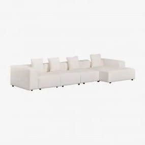 Divano Componibile Chaise Longue Destra 4 Pezzi (↔︎420 Cm) Bruna Bouclé Blanco - Sklum