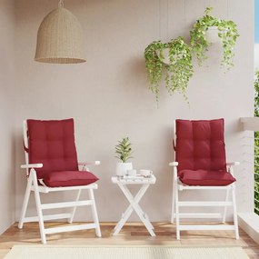 Cuscini Per Sedia Schienale Basso 2pz Rosso Vino Tessuto Oxford /