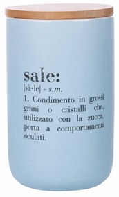 Barattolo sale scritta azzurro con coperchio bambù Victionary