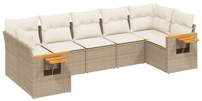 Set divani da giardino 7 pz con cuscini beige in polyrattan