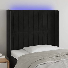 Testiera A Led Nera 103x16x118/128 Cm İn Velluto /