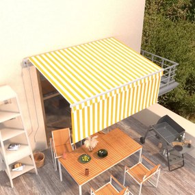 Tenda Retrattile Automatica Con Parasole 3,5x2,5m Gialla Bianca /