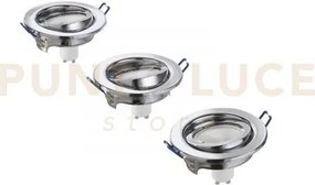 Kit  3 pezzi  incassi led matrix orientabili cromo 3 luci attacco g...