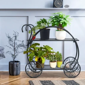 Supporto Per Piante Metallico 6 Livelli Pieghevole | Nero, Angolare Per Balcone E Giardino - 4