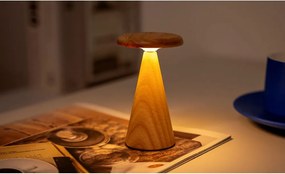 Lampada da tavolo LED di colore naturale con paralume in legno (altezza totale 14 cm) Sylva – Gingko