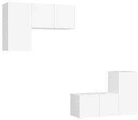 Set mobili tv 4 pz bianco in truciolato