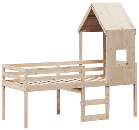 Letto a soppalco con tetto 80x200 cm in legno di pino