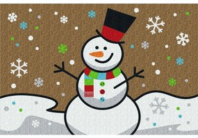 Zerbino Natalizio Pupazzo di Neve 60x40 cm in Fibra di Cocco Naturale