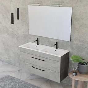 Mobile bagno sospeso 120 cm Smart grigio legno/lava con specchio