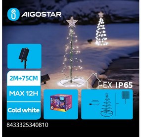 Aigostar - Decorazione natalizia solare a LED LED/0,26W/3,7V 75cm IP65 bianco freddo