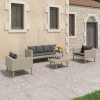 Set Divani da Giardino 4 pz con Cuscini in Polyrattan Beige cod mxl 37950