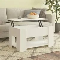 Tavolino da Salotto Bianco 79x49x41 cm in Legno Multistrato 809710