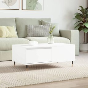 Tavolino Da Salotto Bianco 90x50x36,5 Cm İn Legno Multistrato /