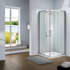 Box doccia con ingresso angolare scorrevole Slimline quadrato L 70 x L 70 x H 195 cm in vetro, sp. 6 mm vetro senza finitura / trasparente cromo