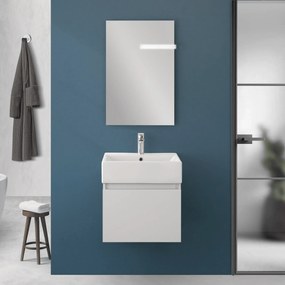 Mobile Bagno Sospeso 50 Cm Un'Anta Specchio Filo Lucido 50x60 Cm Feridras "Kira" Bianco