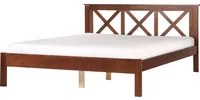 Letto in Legno Scuro con Rete a Doghe Design Elegante 160 x 200 cm