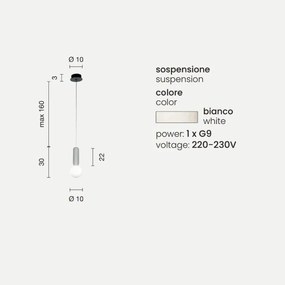 Lampada a sospensione ROCK in cemento Bianco e vetro soffiato D10 cm 1 Luce