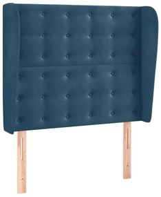 Testiera ad orecchio blu scuro 103x23x118/128 cm in velluto
