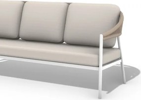 Salotto Da Esterno 5 Posti In Alluminio E Corda Con Tavolino Celia Bianco