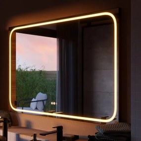 Specchio bagno con illuminazione led integrata rettangolare Remix SENSEA L 120 x H 80 x P 3 cm nero