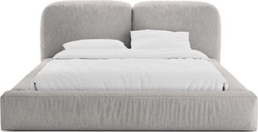 Letto matrimoniale imbottito grigio chiaro con contenitore con rete inclusa 160x200 cm Martina – Micadoni