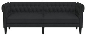 Divano chesterfield a 3 posti nero in tessuto