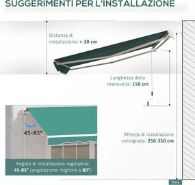 Tenda da Sole Avvolgibile a Parete 4x2.5m in Poliestere Verde Scuro...