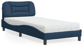 Letto con materasso blu 90x200 cm in tessuto