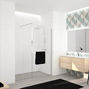 Box doccia walk-in Elidesign, vetro 8 mm, H 200 cm, profilo cromo