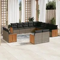 Set Divani da Giardino 13 pz con Cuscini Grigio in Polyrattancod mxl 116177