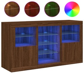 Credenza con luci led rovere marrone 123x37x67 cm