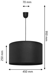 Lampadario su corda ALBA 1xE27/15W/230V d. 45 cm nero