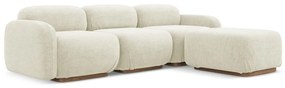 Divano angolare componibile color crema con rivestimento in bouclé Ailani – Makamii