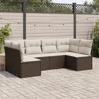 Set Divano da Giardino 6 pz con Cuscini Marrone in Polyrattan 3249232