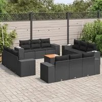 Set Divani da Giardino 13pz con Cuscini Nero in Polyrattan 3225376