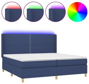 Letto a molle materasso e led blu 200x200cm in tessuto