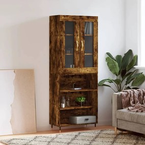Credenza Rovere Fumo  69,5x34x180 Cm İn Legno Multistrato /