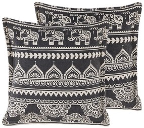 Set di 2 cuscini con motivo orientale 45 x 45 cm bianco e nero ATABAGI Beliani